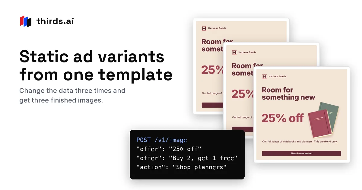 Make static ad variants from one template