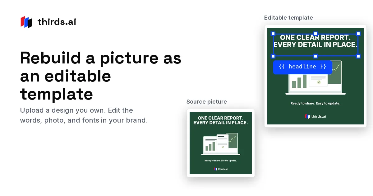 Rebuild an image as an editable template