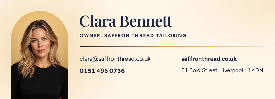 The Arch email signature design made for a third business, with its own details and brand.