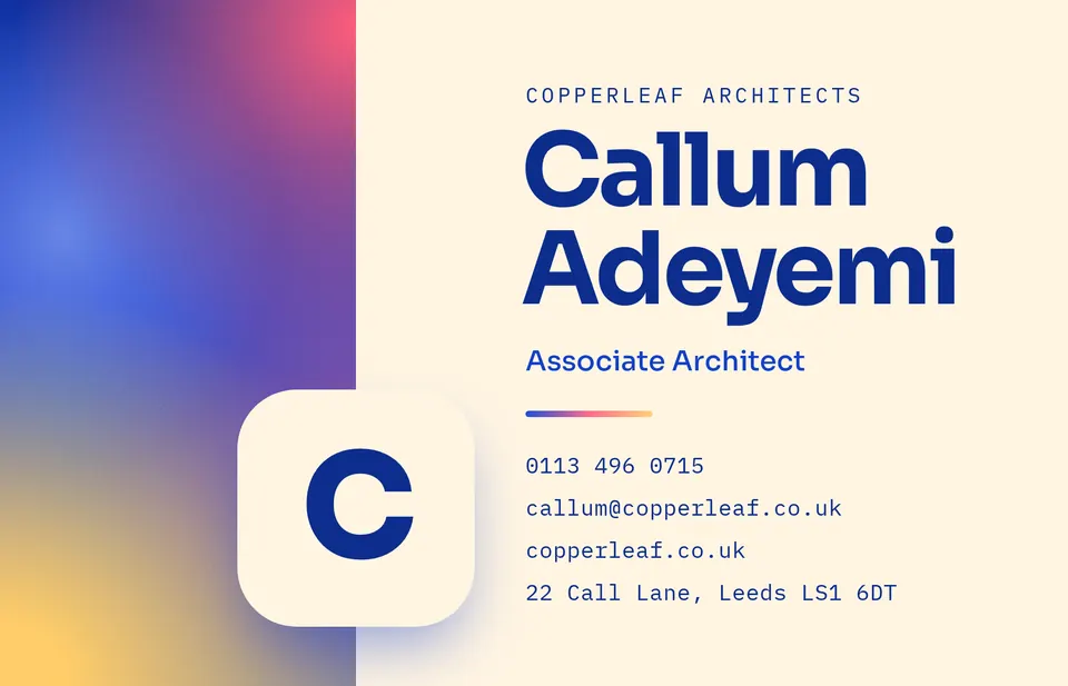 The Gradient business card design made for a second business, with its own details and brand.