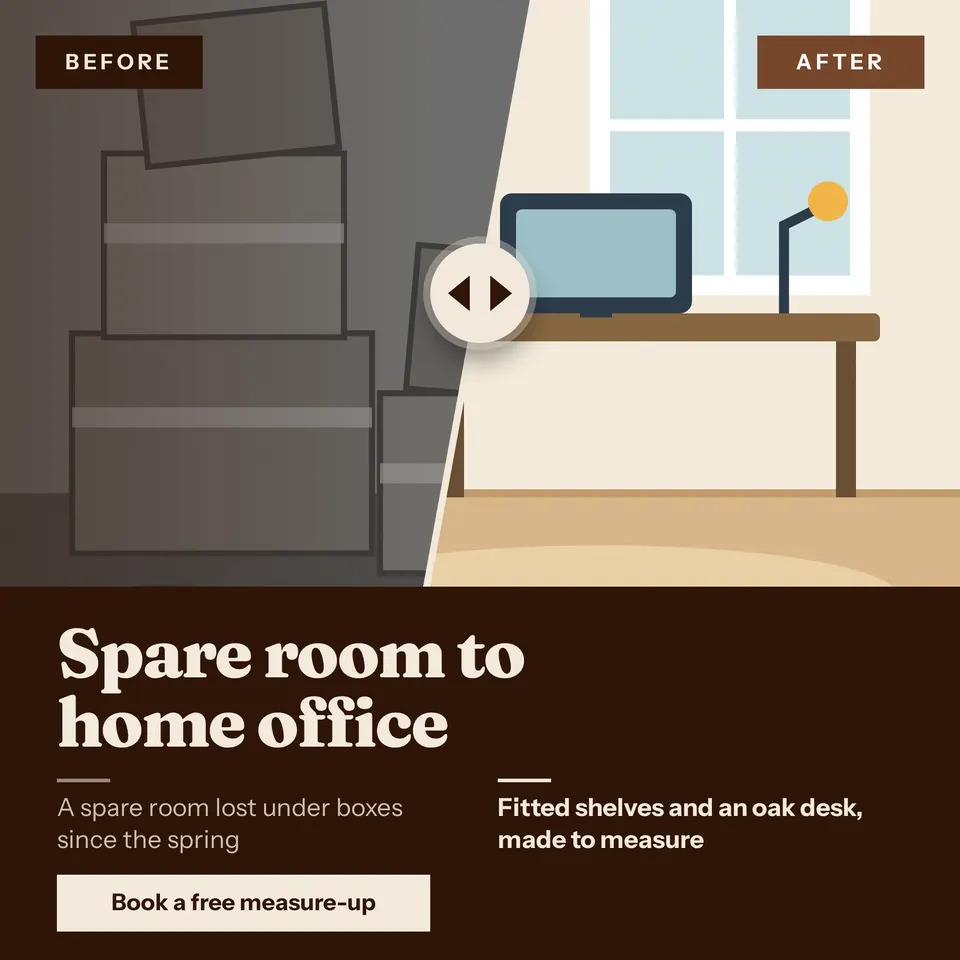 The Before and after ad design made for a second business, with its own details and brand.