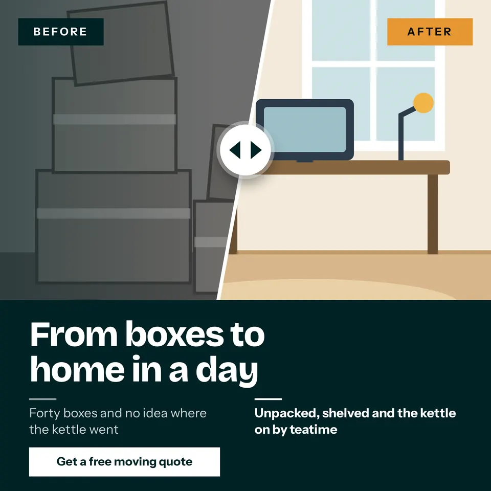 The Before and after ad design made for a third business, with its own details and brand.