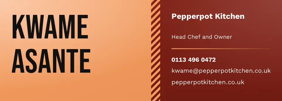 The Bold email signature design made for a second business, with its own details and brand.