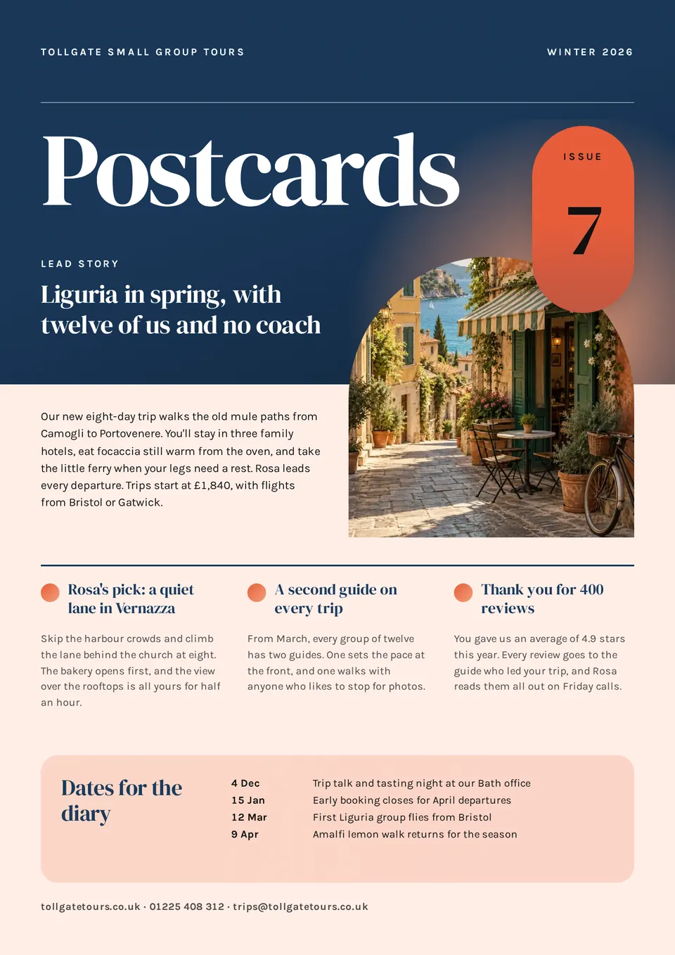 The Newsletter design made for a second business, with its own details and brand.