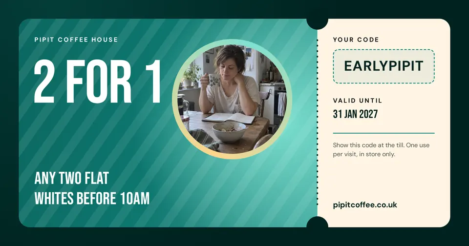 The Discount coupon design made for a second business, with its own details and brand.