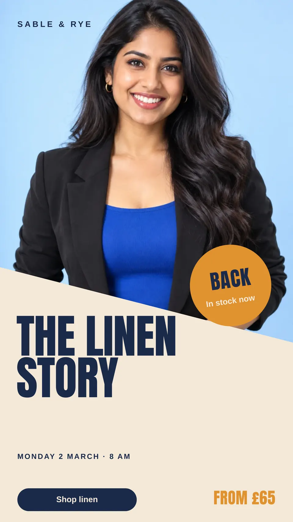 The Knitwear drop story template with another set of text, colours, and pictures.