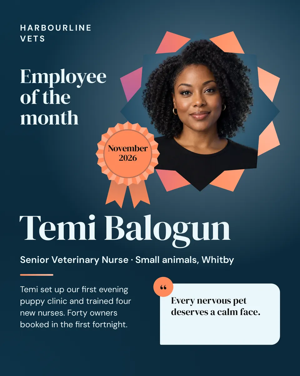 The Employee of the month post design made for a second business, with its own details and brand.