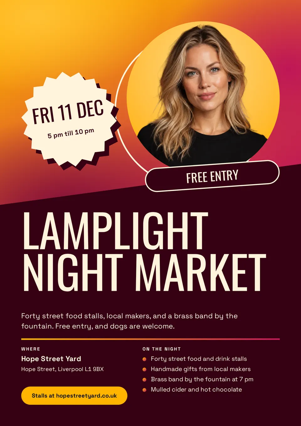 The Event flyer design made for a third business, with its own details and brand.