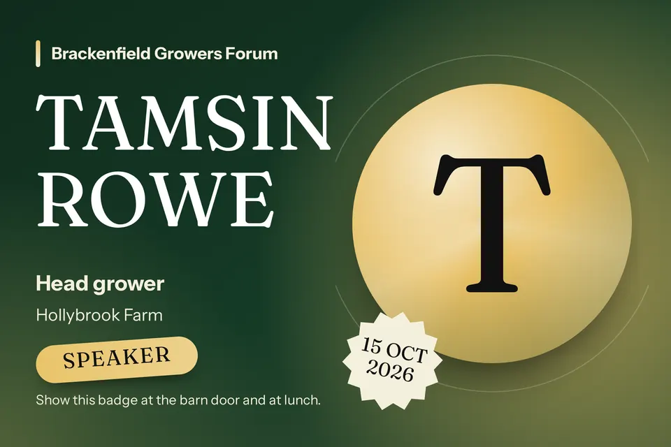 The Event name badge design made for a second business, with its own details and brand.