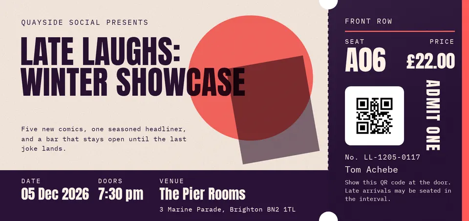 The Event ticket design made for a second business, with its own details and brand.