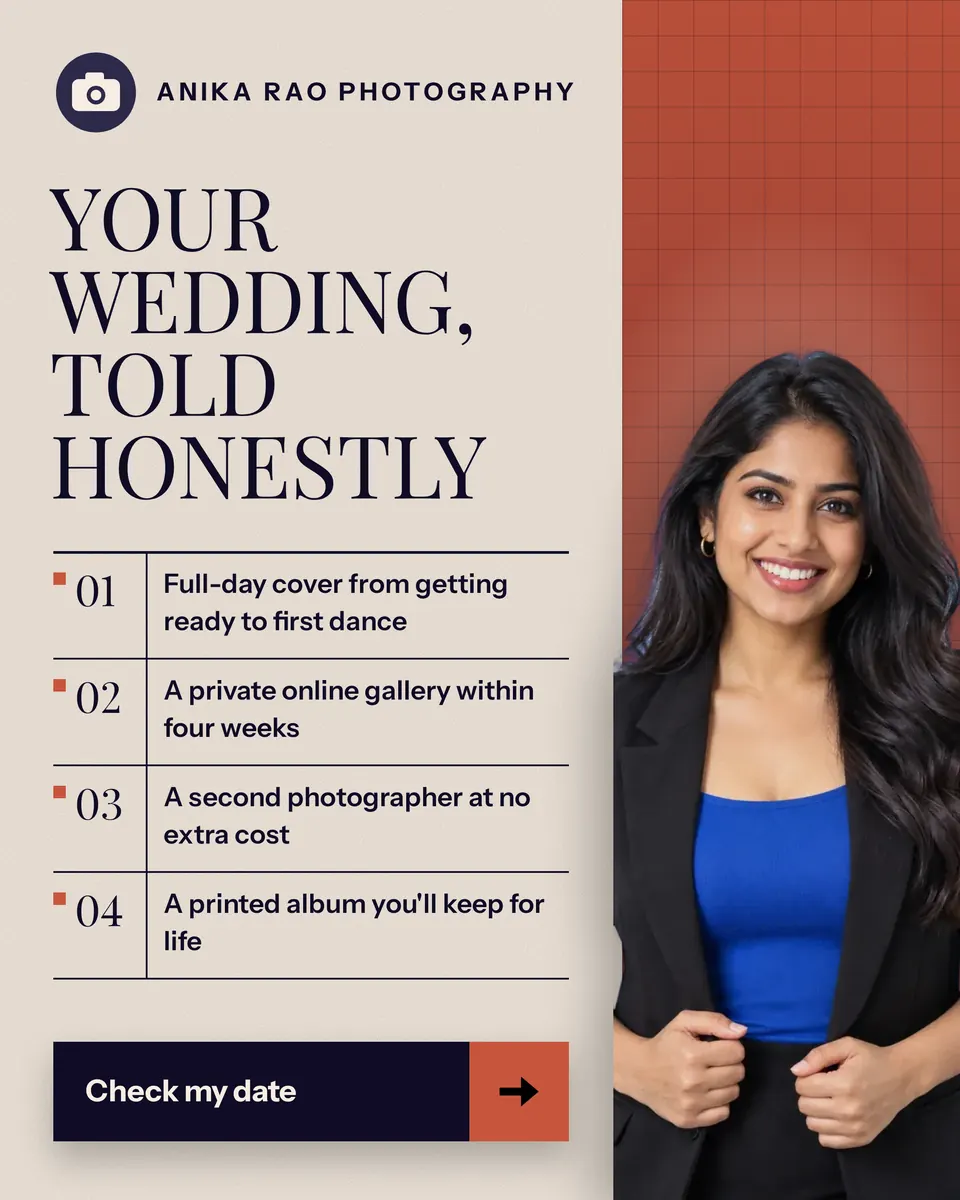The Feature list ad design made for a third business, with its own details and brand.
