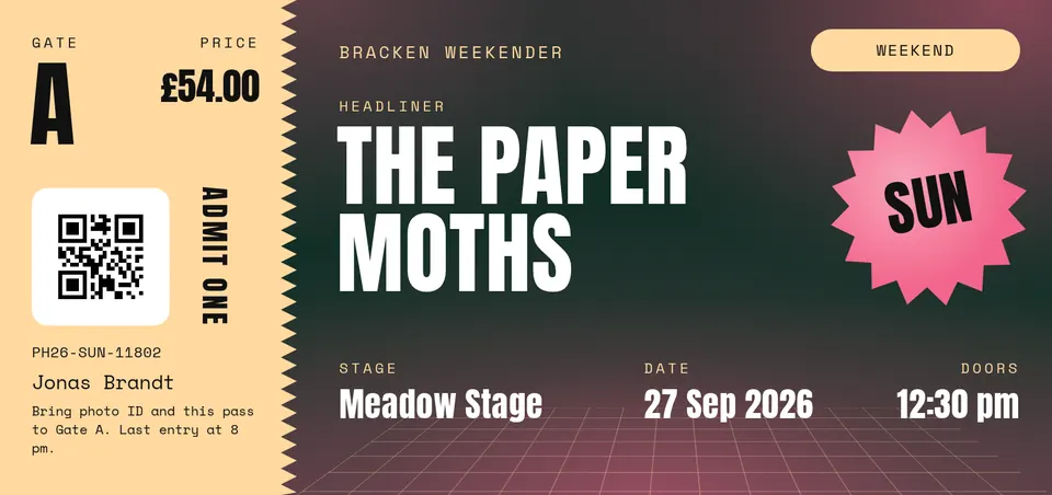 The Festival day pass design made for a second business, with its own details and brand.