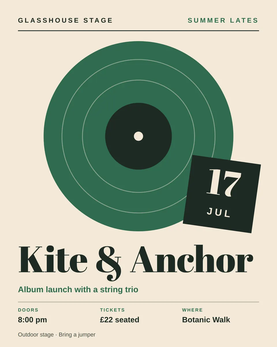 The Live music gig poster template with another set of text, colours, and pictures.