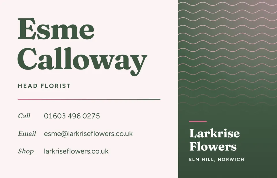 The Shop business card design made for a third business, with its own details and brand.