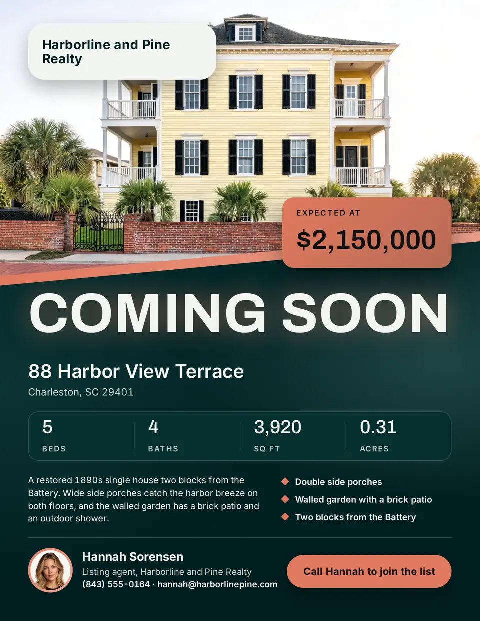 The Just listed flyer design made for a third business, with its own details and brand.