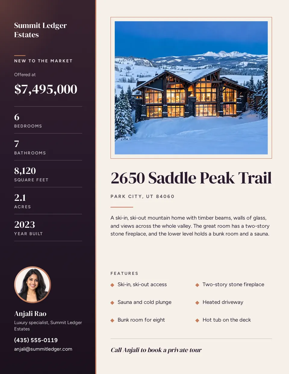 The Luxury real estate flyer design made for a third business, with its own details and brand.