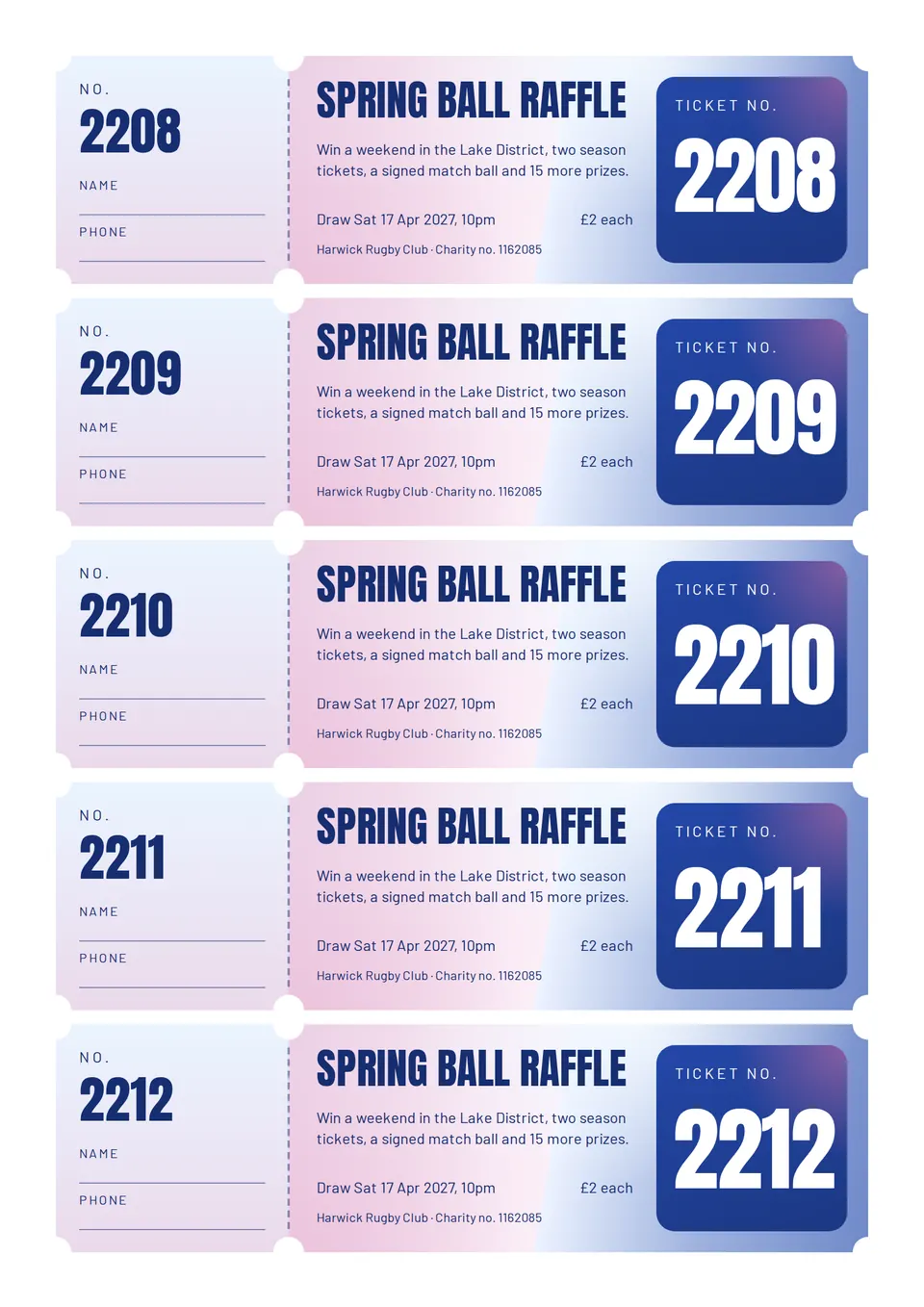 The Raffle tickets design made for a second business, with its own details and brand.