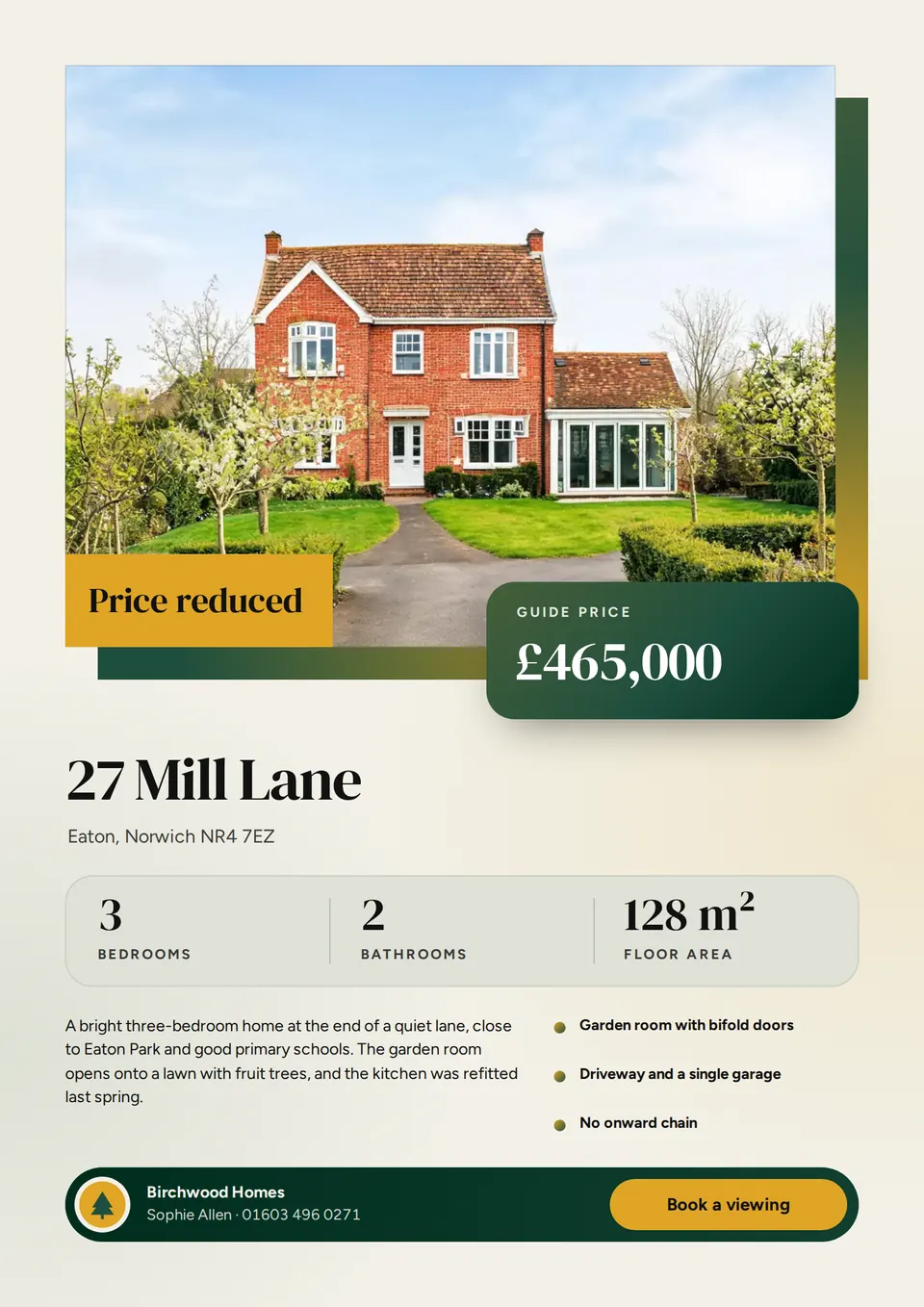The Real estate flyer design made for a third business, with its own details and brand.