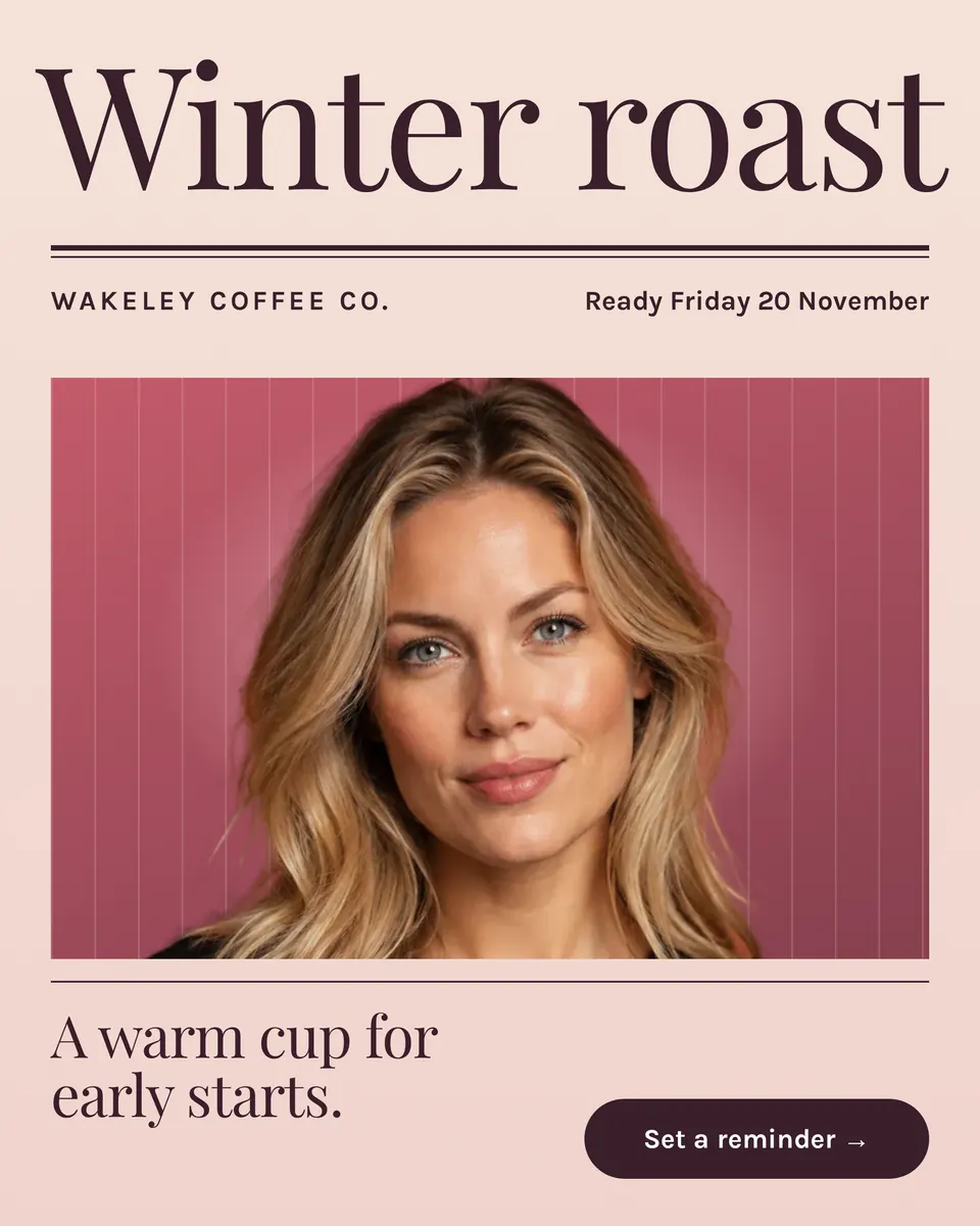 The Seasonal product launch ad design made for a third business, with its own details and brand.