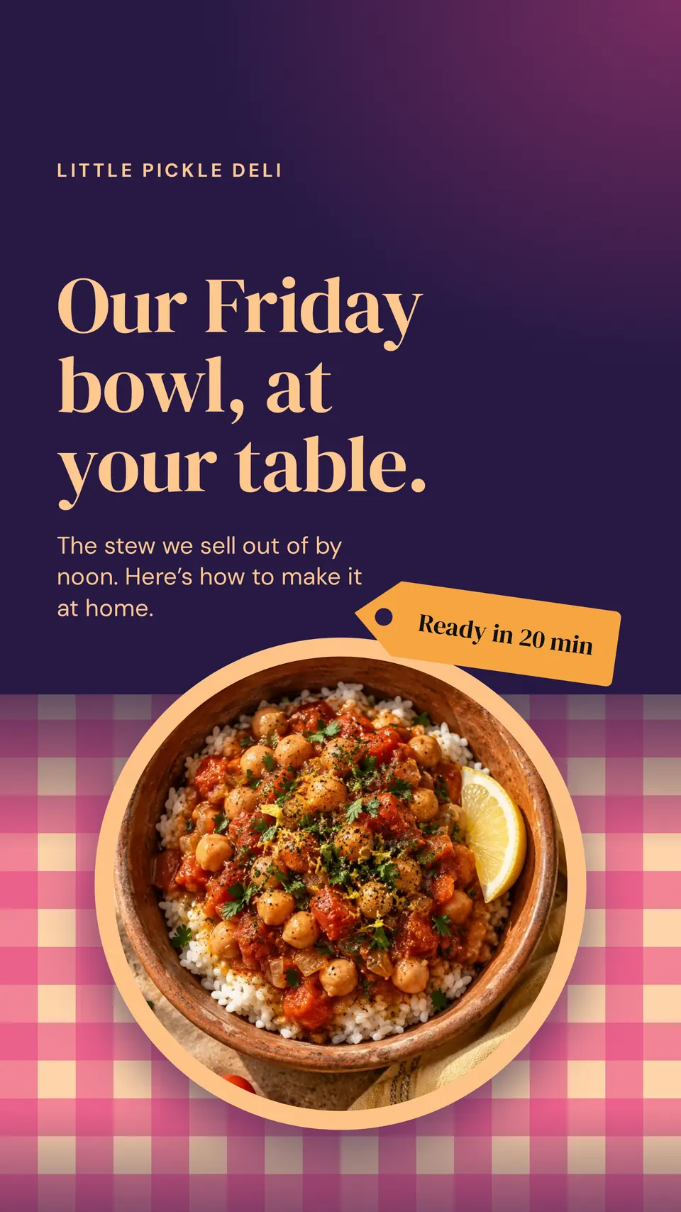 The TikTok dinner ideas design made for a third business, with its own details and brand.