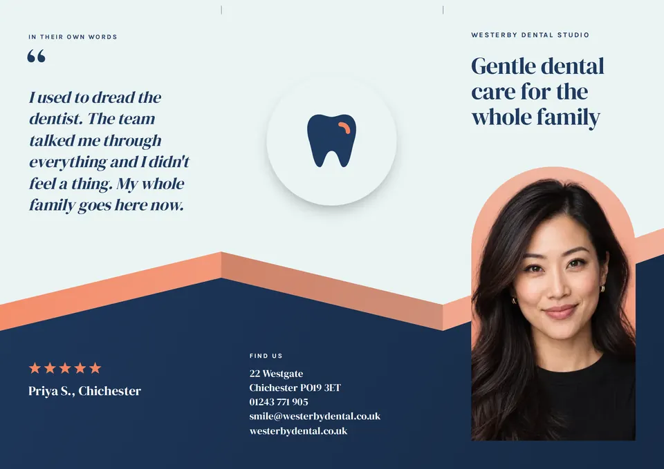 The Trifold brochure design made for a second business, with its own details and brand.