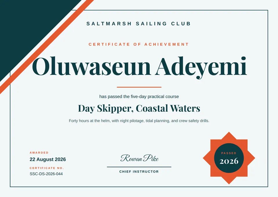 The Course completion certificate template with another set of text, colours, and pictures.